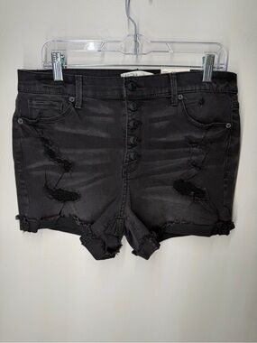 NEW Mudd Black Distressed Jean Shortsâ High Rise Frayed Grunge Goth Whimsigoth